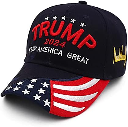 Шапка Тръмп 2024, Доналд Тръмп 2024 МАГЬОСНИК Шапка С Бродерия Регулируема бейзболна шапка Keep America Great Черен