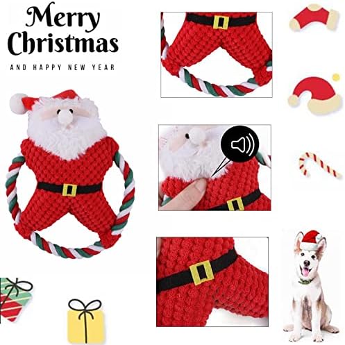 Коледна Шапка-Кърпа за кучета и Коледна Плюшен Играчка за дъвчене (5 опаковки), Червена Клетчатая Коледна Кърпа за Кучета,