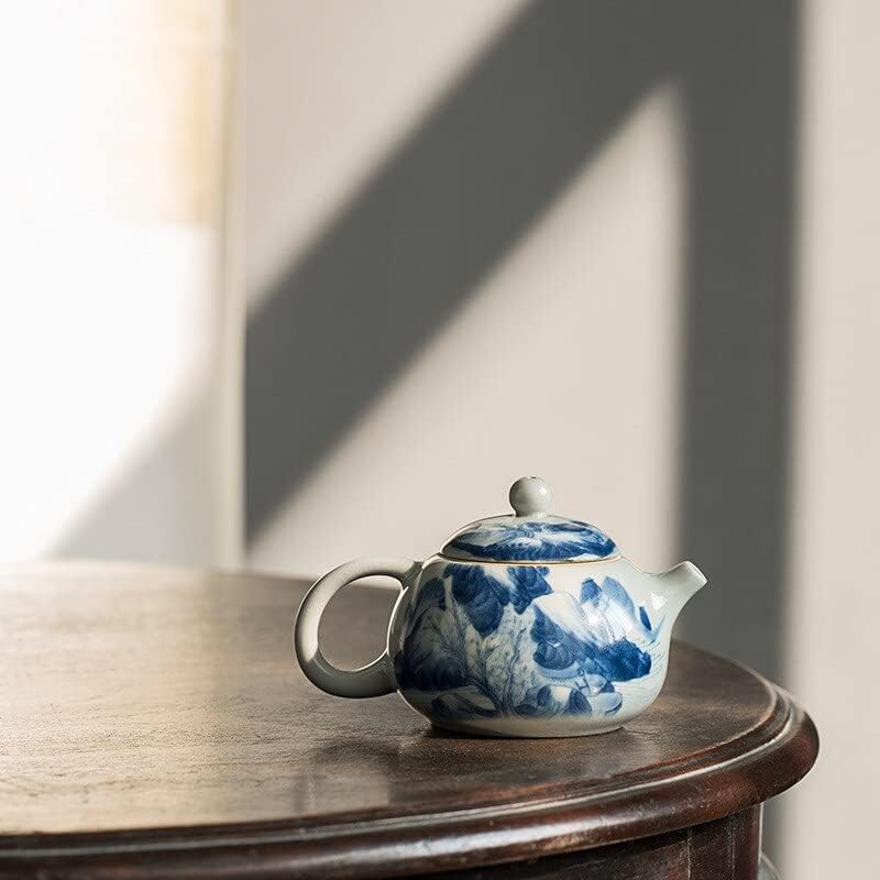 Античен Планински Китайски Керамичен Чайник Син Чайник, Определени За Чайна Церемония Млечен Oolong Чай Вратовръзка Гуан Ин Жасмин Японски