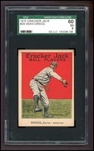 1915 Бедняк Джак # 29 Веан Грег Бостън Ред Сокс (Бейзболна картичка) SGC SGC 5.00 Ред Сокс