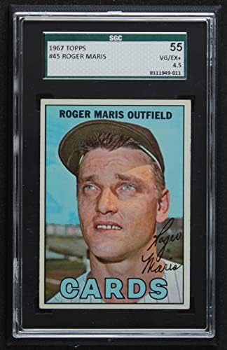 1967 Topps # 45 STL Роджър Maris в Сейнт Луис Кардиналс (Бейзболна картичка) (Team is CARDS) SGC SGC 4.50 Кардиналс