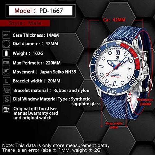 Мъжки Автоматичен часовник за водолази HaiQin Pagani Дизайн, Японски механизъм, Показване на дата, От Сапфир Стъкло, Луксозни Бизнес часовници