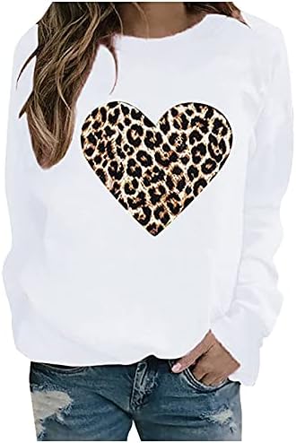 Ризи с дълъг ръкав за жени, Дамски Ежедневни Модерен Пуловер с Леопардовым Принтом Love Без Качулка Плюс мек вълнен плат Пуловер С дълги Ръкави