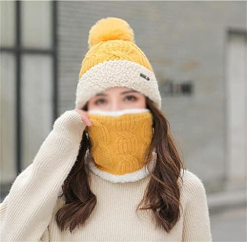 Комплект от две части: дамски зимни шапки плюс кадифе възли шапки и яки за защита от студа на открито (Цвят: сив, размер: 1)