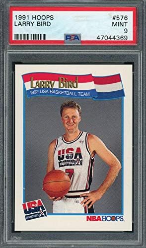 Баскетболно карта Лари Берда Баскетболен отбор на САЩ, 1991 Hoops 576 С рейтинг PSA 9 MINT - Баскетболни карта, без подпис