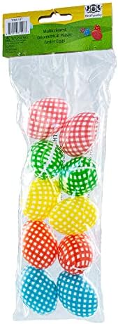 Комплект от 10 Многоцветни Пластмасови Великденски яйца с Геометрична форма на 2,25 Инча