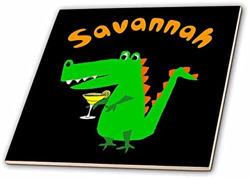 3D-Плочки с изображение на алигатор, поилка Маргарити, Савана, щата Джорджия, карикатура за пътуване (ct_349146_1)