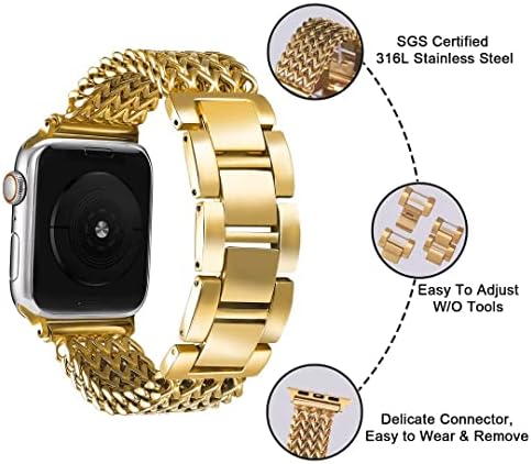 Тънка каишка за часовник HANDODO от неръждаема стомана, съвместим с Apple Watch Series 8 / ultra/7/6/5/4/3/2/1 SE, Елегантен Модерен Каишка за часовник iWatch за мъже и жени