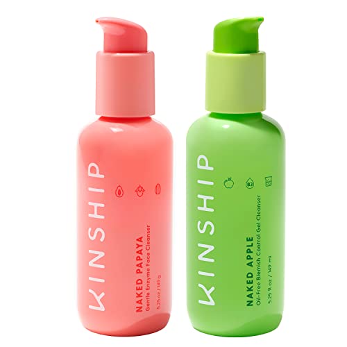Двоен комплект прочистването на средства за лице Kinship Juice Чистя - Включва нежно почистващо средство с ензими от голи папая и почистващо