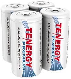 Батерии Tenergy Premium Rechargeable C, Акумулаторна Батерия NiMH C Голям капацитет 5000 mah, C-Клетъчна батерия, 4 бр.