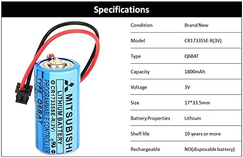 LITKEQ (Опаковка от 20 броя) Q6BAT CR17335SE-R 3 В 1800 mah Литиева Батерия за Mitsubishi QNS System Q6BAT Q25PRHCPU Q170HBATC Батерия
