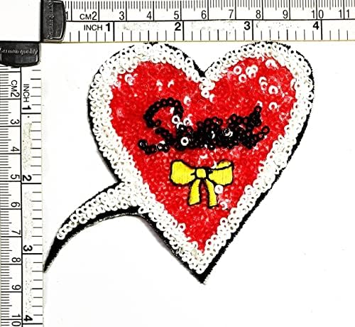 Салфетки плюс 3 бр. Пайети Червено Сърце Желязо на Нашивках Сърцето на Любовта Сладък Картун Детска Мода, Стил Бродирана Мотив Апликация