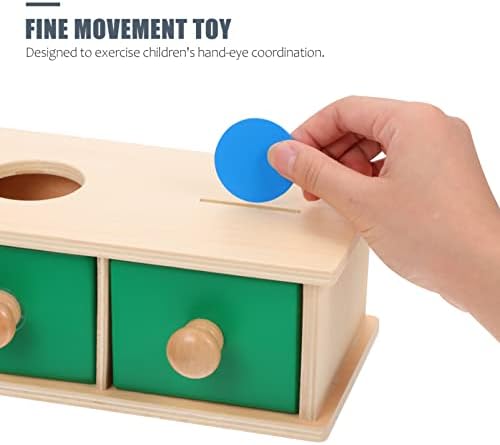 Toyvian Montessori Кутия за монети, 1 Комплект Кутия Монтесори, с Чекмедже Кутия за монети с Лъжичка Кутия за съхранение на предмети 2 в