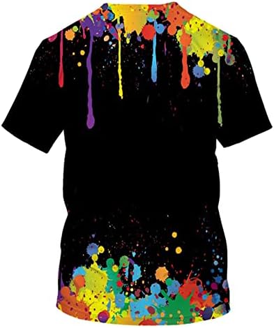 Ежедневна Тениска за Мъже Цветен Дизайн, Тениски с Къс Ръкав и Кръгло Деколте, Стилен Графичен Ризи Класически, Намаляване на