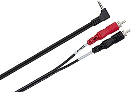 Hosa CMR-203R Правоъгълен 3,5 мм кабел TRS, RCA Dual за стереовыключения, 3 Метра