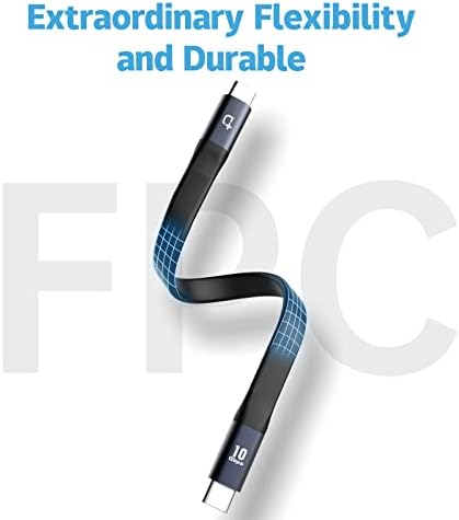 DOCKCASE Кратък USB кабел C-USB C (0,72 метра), кабел за зареждане, кабел за пренос на видео данни 3.1 Gen 2 10 Gbit/със 100 Вата 4K