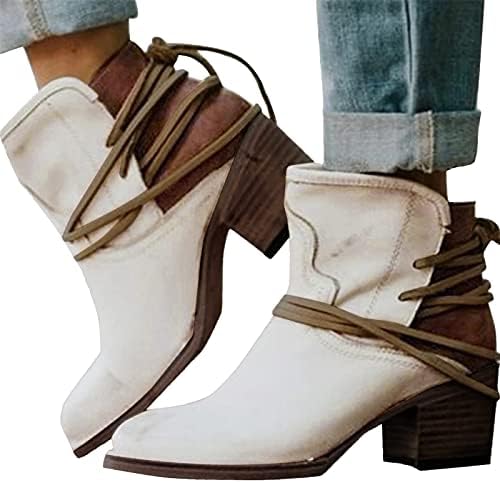 Leewos/ Дамски обувки на Челси, Ботильоны на платформата, Непромокаеми Непромокаеми Зимни обувки на блок ток, Каубойски ботуши в западен стил, Кратки Вечерни обувки