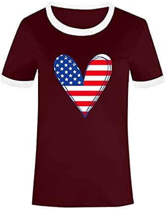 Американският Флаг, Върховете на 4 юли, Женска Тениска в Деня на Независимостта, Ежедневни Патриотическая Риза С Кръгло деколте и Къс Ръкав,