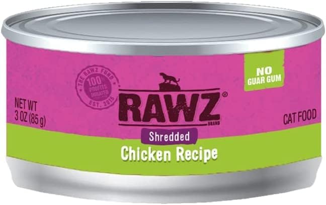 Консерви от Влажна храна за котки Rawz Natural Premium Нарязания -12 опаковки с разнообразие от пиле - 4 вкуса - (Пиле, патица, Пиле