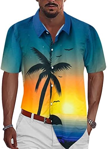2023 Нова Мъжка Риза с къс ръкав и Тропически Принтом, Ежедневни Риза Aloha копчета, Мъжки t-shirt Оверсайз