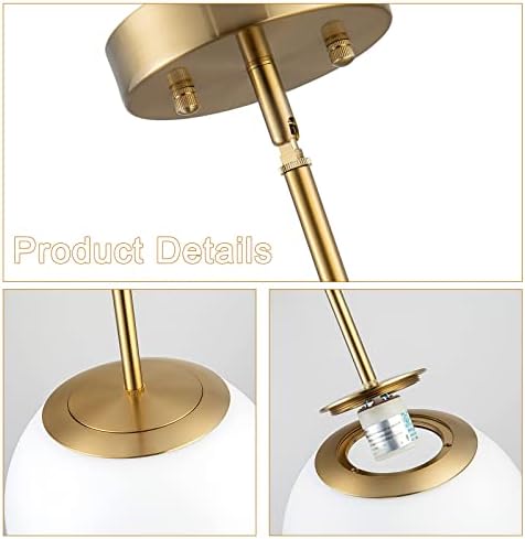 DALIVOL Модерен Окачен Лампа във формата на Глобус от Опалового Стъкло Средата на Века, Окачена Лампа от Опалового Стъкло