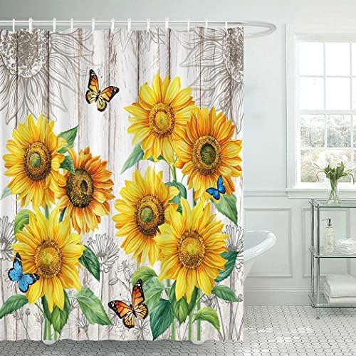 CYREKUD 72 x 72Бялата Завеса за душ с цветен модел Маргаритки, Селска Цветен Пролетен Комплект за Баня, Непринуден Декор за дома за почивка,