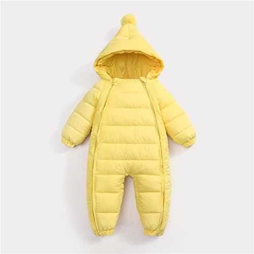 Зимно палто с дълги ръкави за по-малките момчета и Момичета, Однотонная яке, Чанти Ветрозащитный Топъл Гащеризон (Жълто, 0-6 месеца)