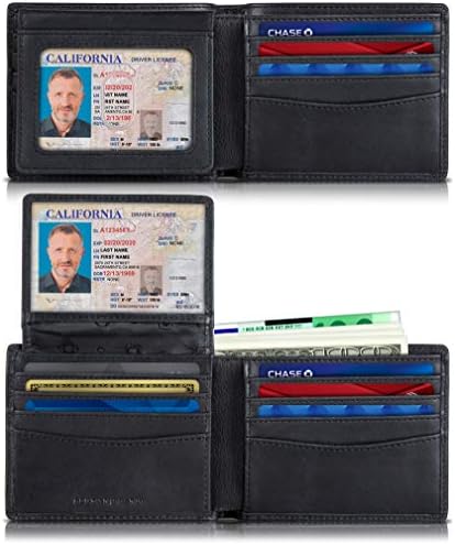 SERMAN BRANDS 2 ID Window Чантата за Мъже от кожа с RFID заключване, Двоен Разтегателен Надмощие, Пътен Портфейл Повече Капацитет