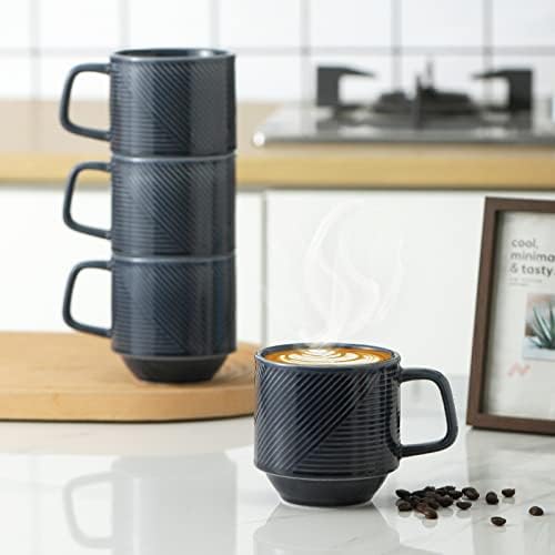 Най-Нов Набор от штабелируемых кафеени чаши: 4 бр., Керамични чаши за кафе с обем 13 грама, за приготвяне на капучино-кафе
