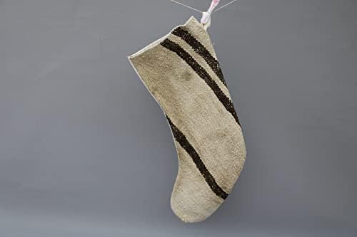 Коледен Отглеждане подарък за ВЪЗГЛАВНИЦА SARIKAYA, Бежови Чорапи, Коледни Чорапи от Коноп, Отглеждане Kilim, Отглеждане на Santa Cruz, Коледни Чорапи, 613