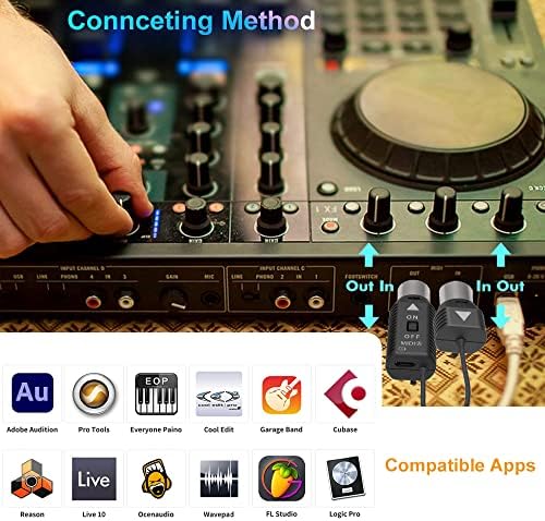 Безжичен MIDI-адаптер Getaria, безжичен Интерфейс Bluetooth MIDI-адаптер 5-пинов, с адаптер USB MIDI Свързване на клавиатура на пиано на устройства, MIDI, macOS, iOS (безжичен Midi)