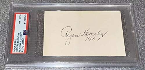 Бейзболна картичка с подпис Роджърс Hornsby PSA 8 Сейнт Луис Кардиналс с Автограф - MLB Cut Signatures