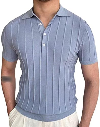 Maiyifu-GJ Мъжки Дишащи Трикотажни Ризи Поло С лека Текстура, Тениска с Ревера, Ежедневни Дишаща Тениска За Голф С Къс Ръкав
