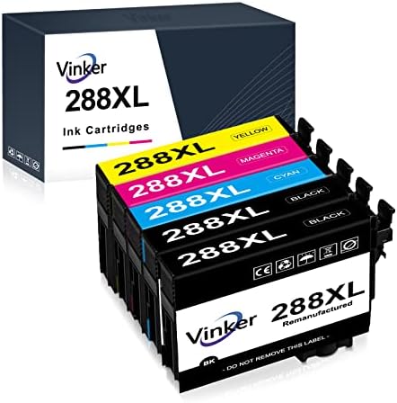 Vinker 288XL Рециклирани Мастило касета Заместител на Epson 288 Мастилници Комбиниран пакет 288XL 288 XL T288XL за принтер Expression Home XP-330 XP-340 XP-430 XP-440 XP-446 (5 опаковки)