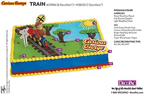 Topper за торта DecoSet® Любопитни George Train, комплект от 4 теми, фигурки за спомен за часа на шега, ще се превърнат в очарователна