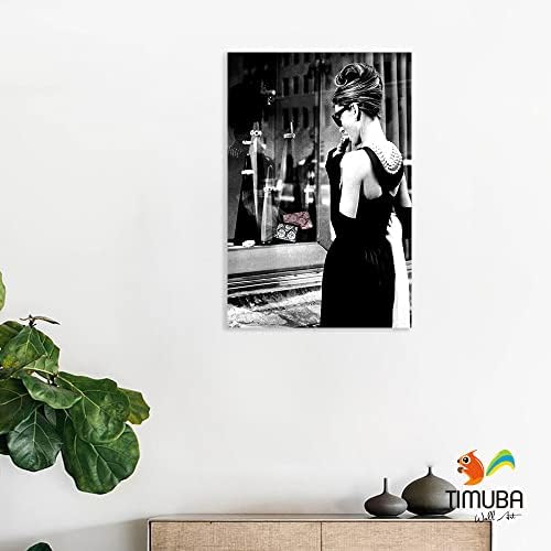Тимуба Хепбърн Платно на Стенно Изкуство, Ретро Постер на Одри В Рамка Стенен Декор, е Черно-бяла Картина на Хепбърн Печат върху Платно