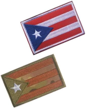 2 елемента Флаг Пуерто Рико Бродирани Ленти за Бродерия Тъкани Кръпката Икона Кука и Контур Бродирана Нашивка