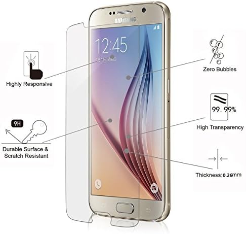 Защитно фолио за екрана TANTEK YYY22 Galaxy S6 без мехурчета, HD-Прозрачна, Против надраскване, отблясъци, пръстови отпечатъци, Висококачествено закалено стъкло, 2 бр.