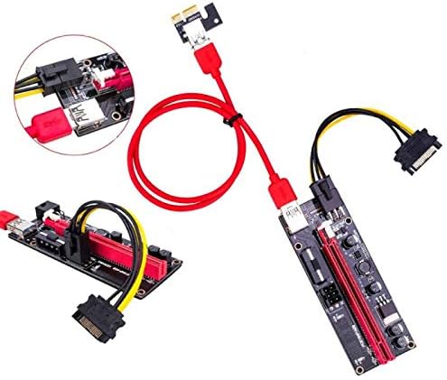 Конектори PCI-E Pcie Странично 009 Express 1X 4X, 8X 16x Удължител PCI E USB Странично 009S Двойна 6Pin Карта-адаптер SATA 15pin за майнера БТК - (CN, цвят: бял 60 см)