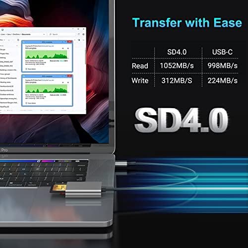 Четец за карти USB C SD 4.0, четец на карти SD TF UHS-II, Устройство за четене на карти памет SD и TF 2-в-1 за карти с памет SD Micro SD SDHC SDXC и MMC RS-MMC Micro SDXC UHS-II и UHS-I за фотоапарати, преноси