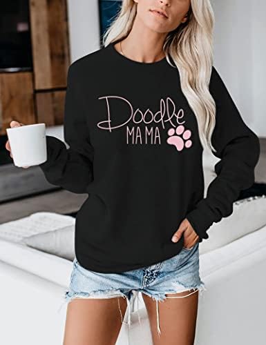 Hoody Dog Мама Дамски Скъпа Hoody Doodle Мама с Графичен Модел, с Дълъг Ръкав, Без Модерен Случайни Пуловер за Любителите на