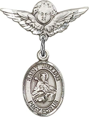 Jewels Мания Детски Икона с Амулет Свети Вилхелм Рочестерского и икона на Ангел с крила | Иконата е от Сребро с Амулет Свети