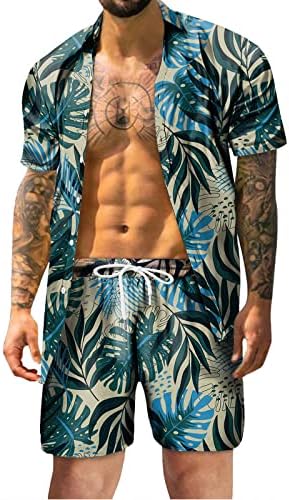 Мъжки Комплекти от 2 теми, Летни Мъжки Летни Модни Комплекти За Почивка на Хавай, на Почивки, Дигитална 3D Печат, Кратки