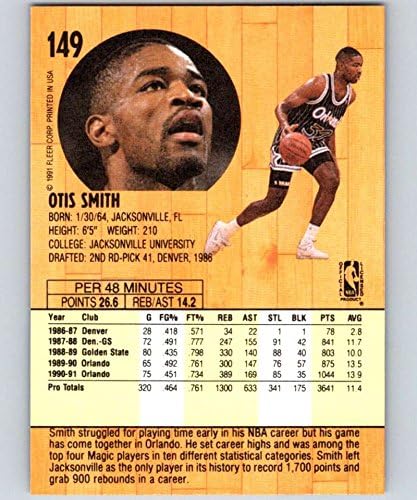 1991-92 Баскетбол Fleer Series 1 #149 Отис Смит Орландо Меджик Официалната търговска картичка НБА