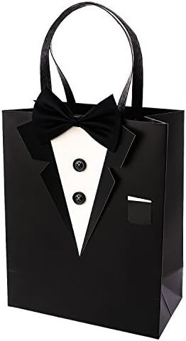 Хрупкави Класически Черни Подарък Пакети за Смокинг за Младоженеца, на Бащата, на Рожден Ден, Годишнина от Сватба, Торбички