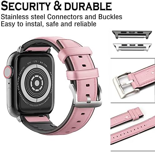BOTOMORE 2 опаковки, кожени с ластик за Apple Watch 49/45/44/42 мм 41/40/38 мм Ultra Series 8 7 6 SE 5 4 3 2 1, меки спортни Сменяеми