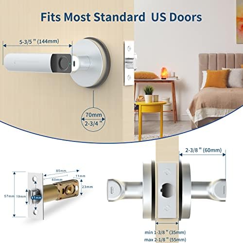 Система за заключване на вратите Foxgard Smart с пръстов отпечатък, Автоматично Заключване на вратите без ключ с дръжка, Биометрични