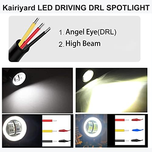 Kairiyard 3-инчов led дълги светлини мотоциклет 60 W 6000 До Допълнителни Прожектори с DRL/Angel Eye Off Road Light Pod 6000lm Led