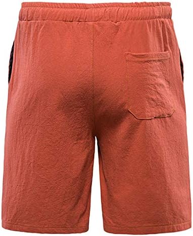 Мъжки къси панталони Ymosrh Летни Обикновена Плажни къси Панталони от Памук и Лен за спортни шорти