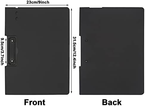 GUKBIAY Сгъваем Клипборда Черна Папка за Хартия с формат А4 със Затворен капак и Скоба за Писалки за Училищни медицински